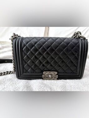 Chanel Boy Bag – Black Quilted Leather with Ruthenium Hardware